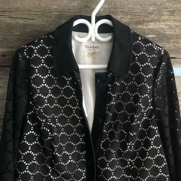 TANJAY plus size 16P Petite black lace jacket - Picture 4 of 6